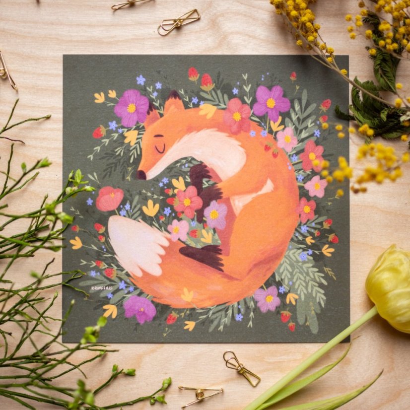 ilustrace — Pelíšek — liška 21x21